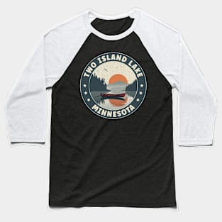 Two Island Lake Minnesota Sunset Baseball T-Shirt